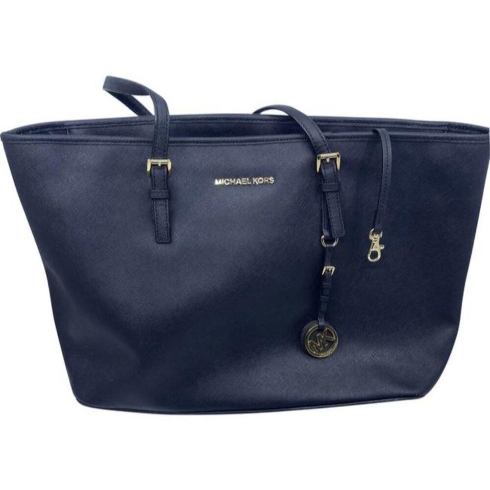 Michael Kors Jet Set Large Travel Top Zip Device Black Saffiano Leather …